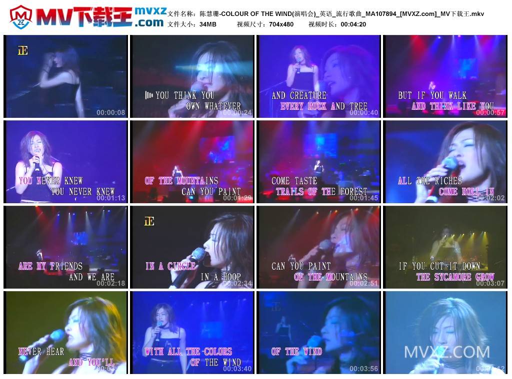 陈慧珊-COLOUR OF THE WIND(演唱会)_英语_流行歌曲_MA107894